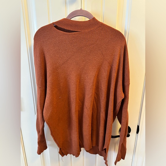 Altar’d State Distressed Neckline Terracotta Sweater - Picture 2 of 8